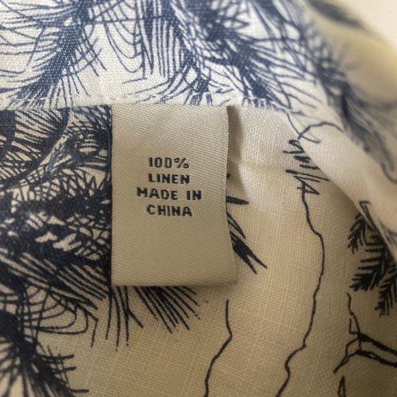 Pusser's Linen Light Beige Black Hawaiian Print Short Sleeved Button Up Shirt XL - Picture 8 of 10